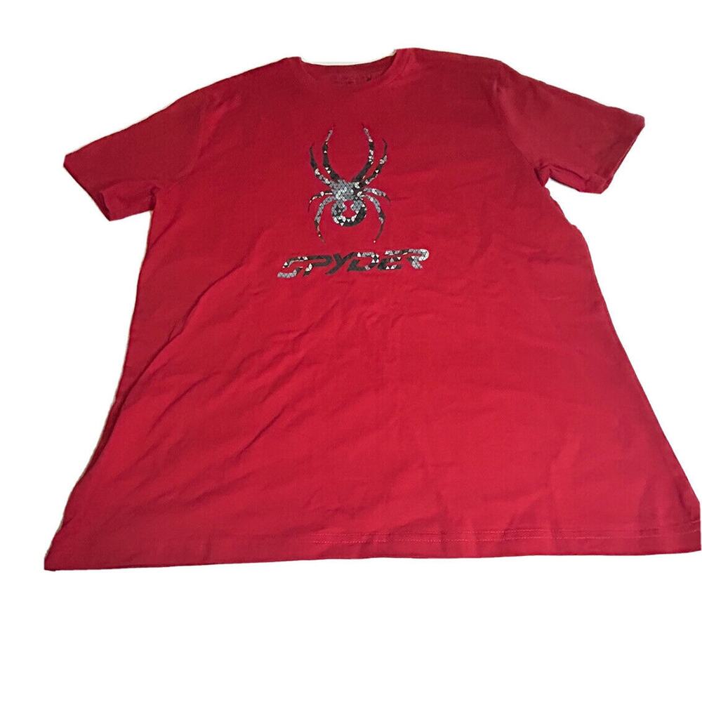Spyder Men’s Athletic T-Shirt Large Red Short Sleeve Graphic Logo Cotton NEW